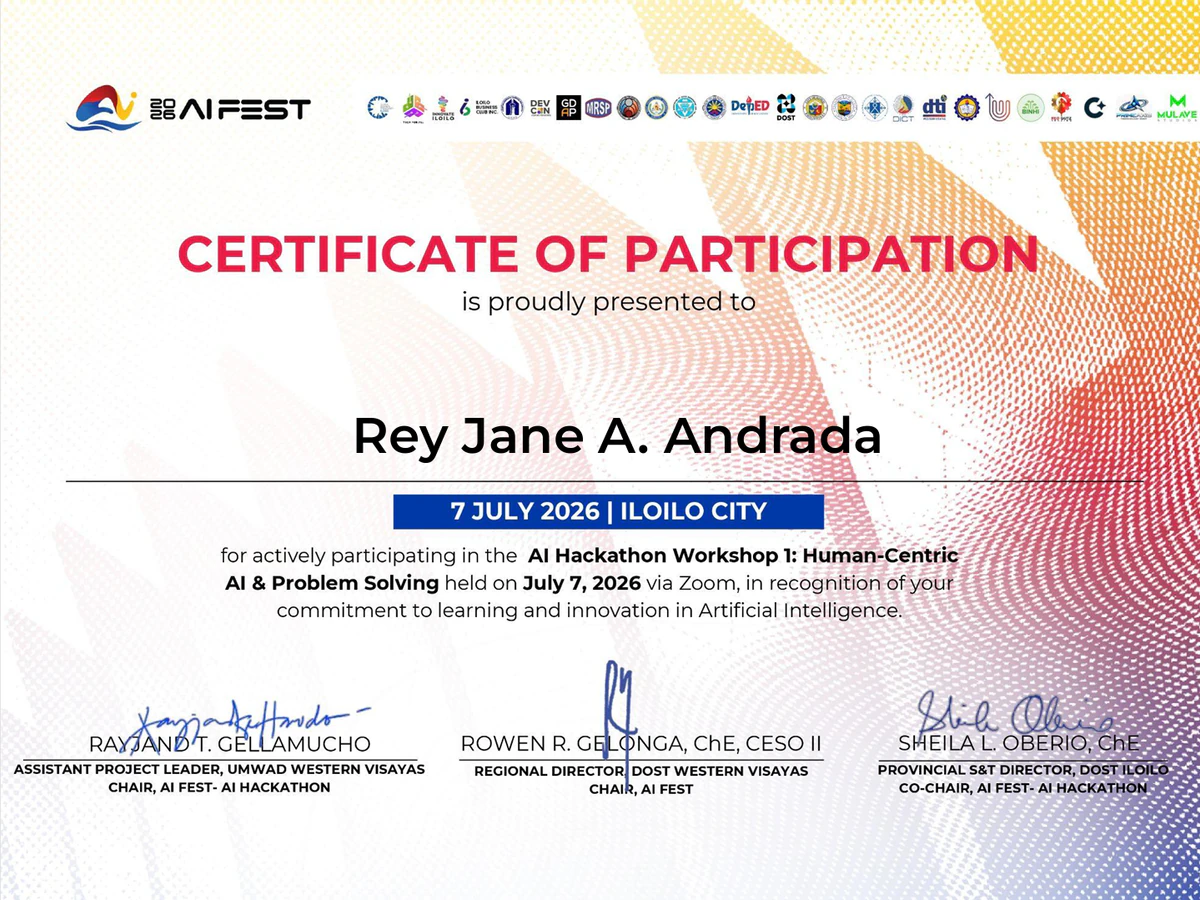 AI Workshop: Human Centric AI & Problem Solving certificate